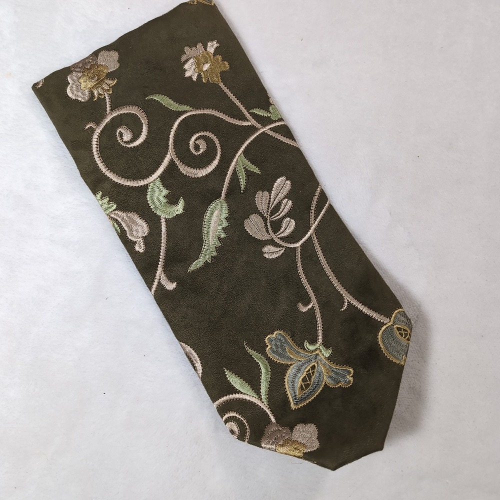 Embroidered Floral Wine Bag Gift Bag Olive Green Reusable Fabric Hostess Carrier